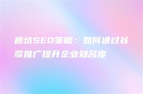 廊坊最专业的SEO公司——引领企业网络推广新篇章